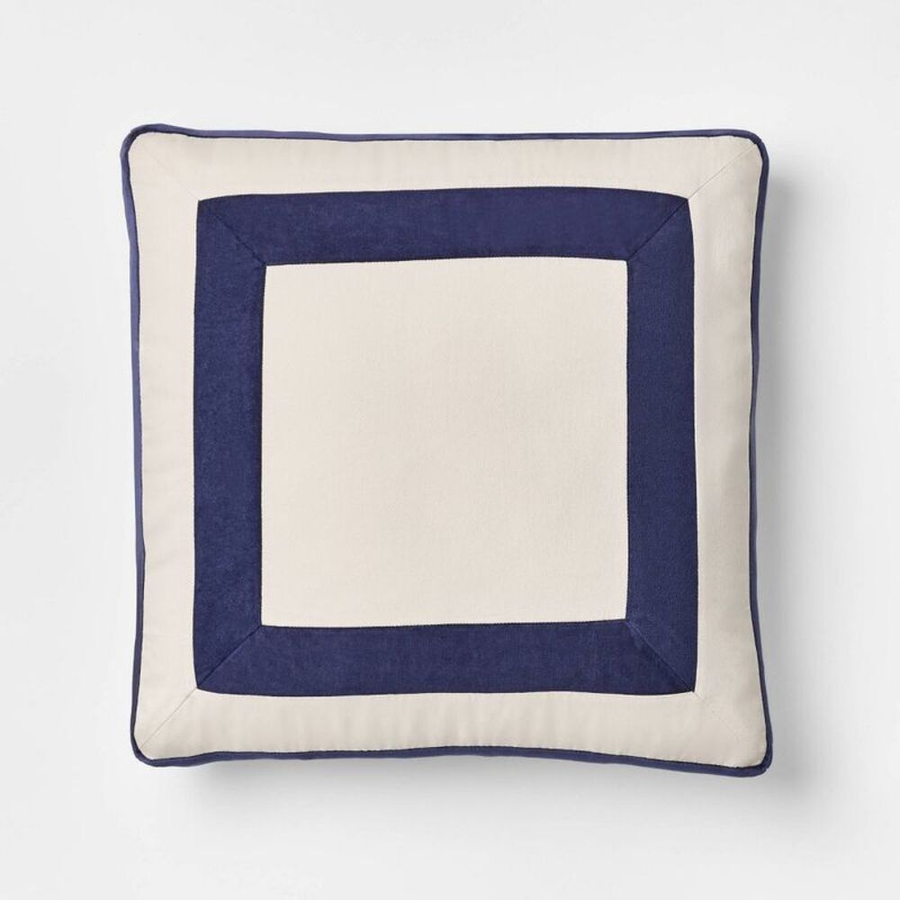 22" Velvet Border Pillow Navy - Threshold designed Navy